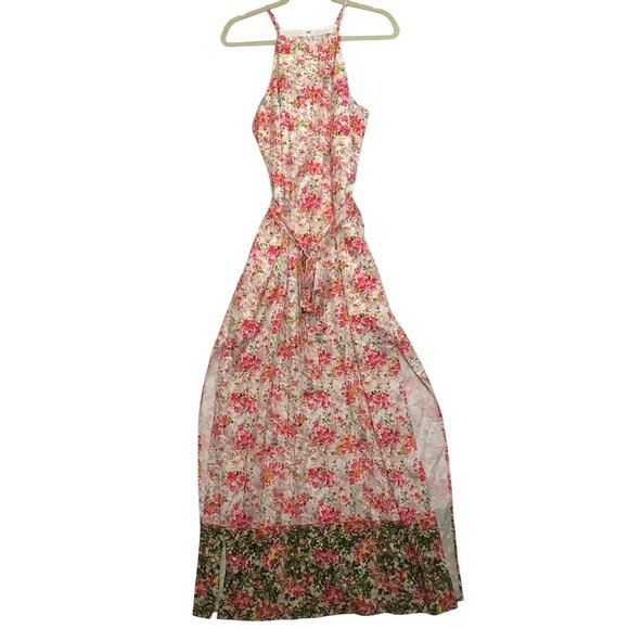 Alexia Admor Monica Floral Print Belted Maxi Dress Women Size Large - Picture 2 of 10